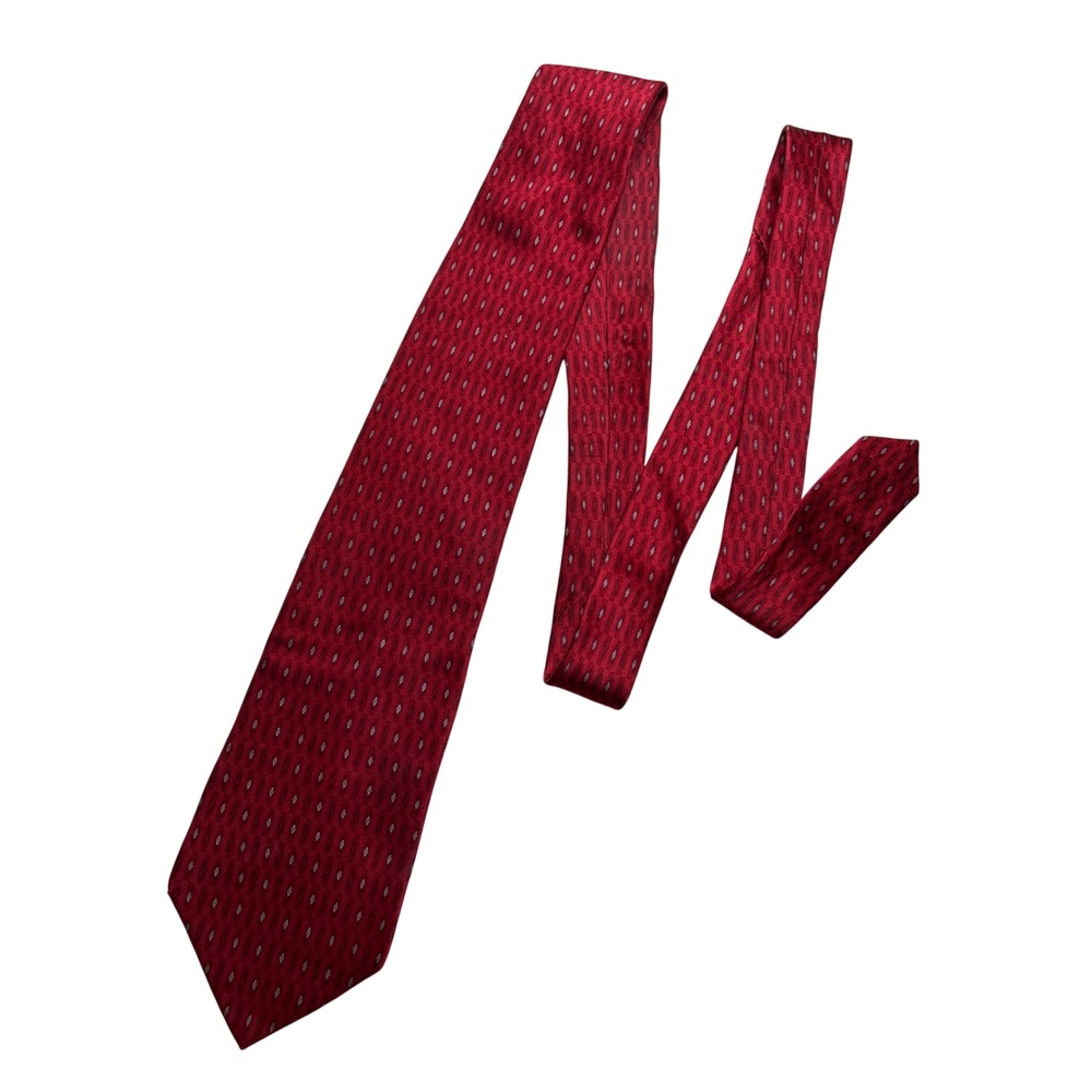 Zylos George Machado Mens Red Geometric‎ Diamond Silk Necktie 3.75 Inch Width